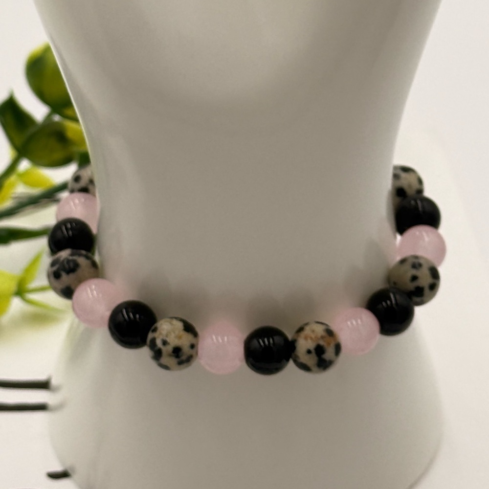 New Natural Stone Stretch Releasing Past Hurts Bracelet Quartz, Onyx And Jasper